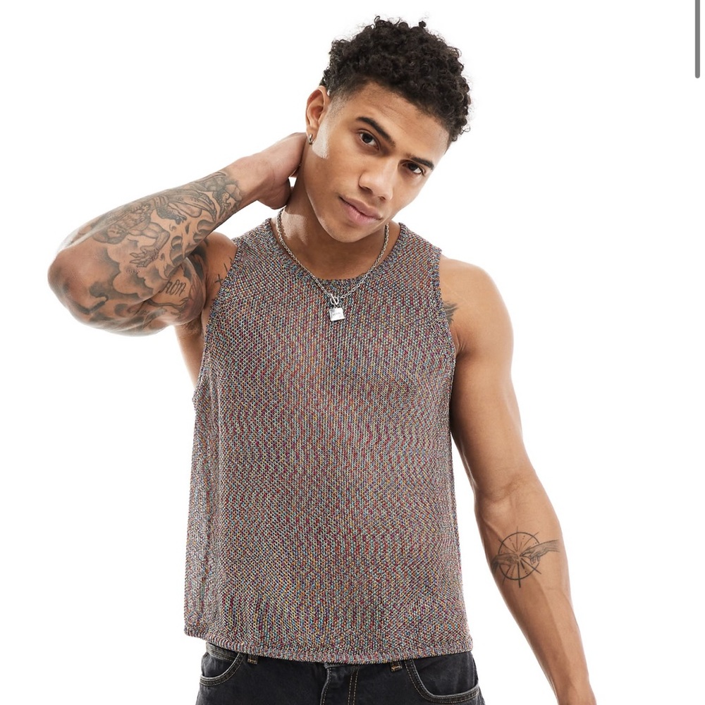 Men’s transparent metallised tank top t shirt
